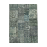 Hand-knotted oriental vintage 172 cm x 240 cm grey patchwork carpet