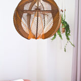 Scandinavian yarn and wood hanging lamp