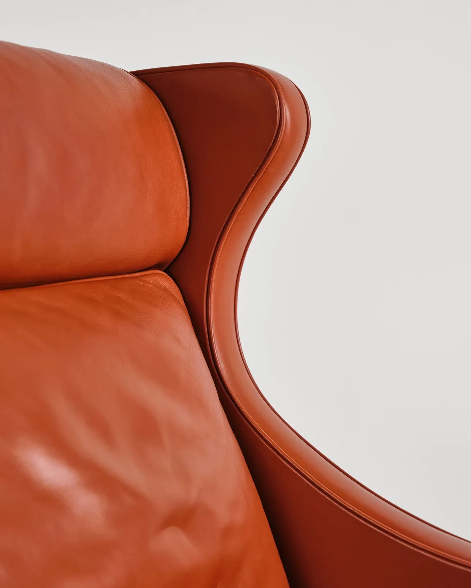 Armchair 2204 and leather pouf by Børge Mogensen, Denmark, 1960s.