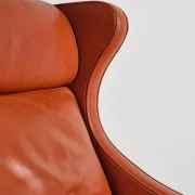 Armchair 2204 and leather pouf by Børge Mogensen, Denmark, 1960s.