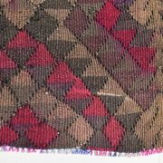 Turkish Burgundy & Brown Kilim Runner Rug, 80x342Cm