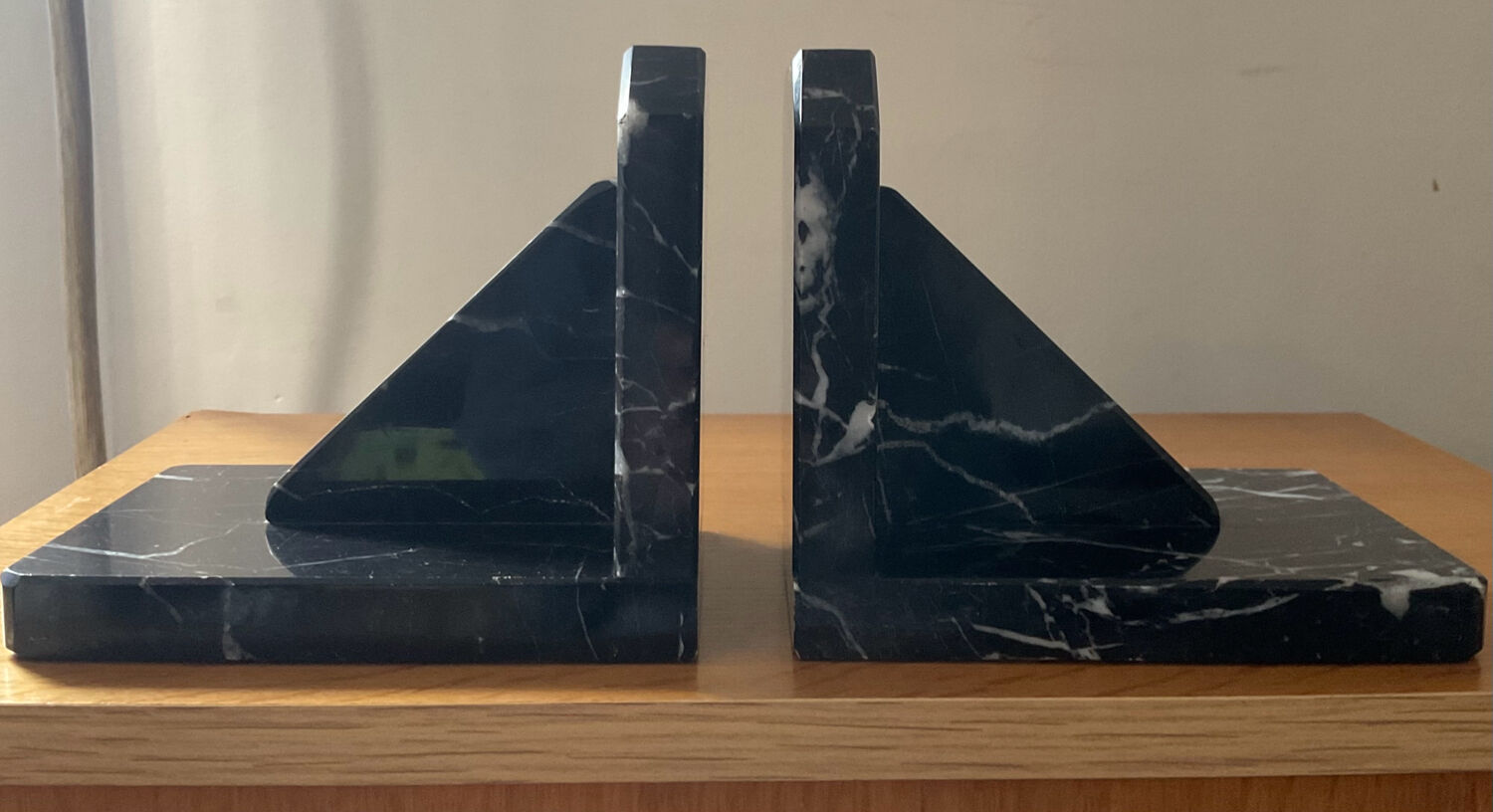 Pair of Art Deco bookends in black marble