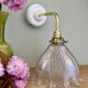 Elbow wall lamp with vintage holophane glass shade