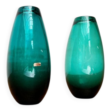 Vases en verre allemands du milieu du siècle par Karl Friedrich Glas, années 1960, ensemble de 2