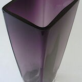 Large rectangular contemporary vase in purple smoked crystal