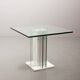 White Marble Italian Square Side Table with Glass Top and Lighting Option