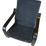 Black leather relax armchair from the 70s