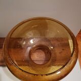 Globe de lampe vintage en verre soufflé style biot jaune suspension baladeuse