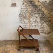 Folding wooden service trolley, 1960