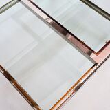 Coffee table in brass and chrome with folding top compartment to House Jansen 1970 s