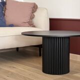 oval black fluted coffee table