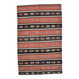Light Red & Dark Brown Striped Kilim Rug, 168x264Cm