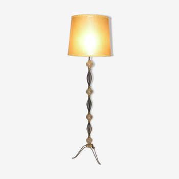 Metal floor lamp and glass ball decorative art of the 1940s, 1950s