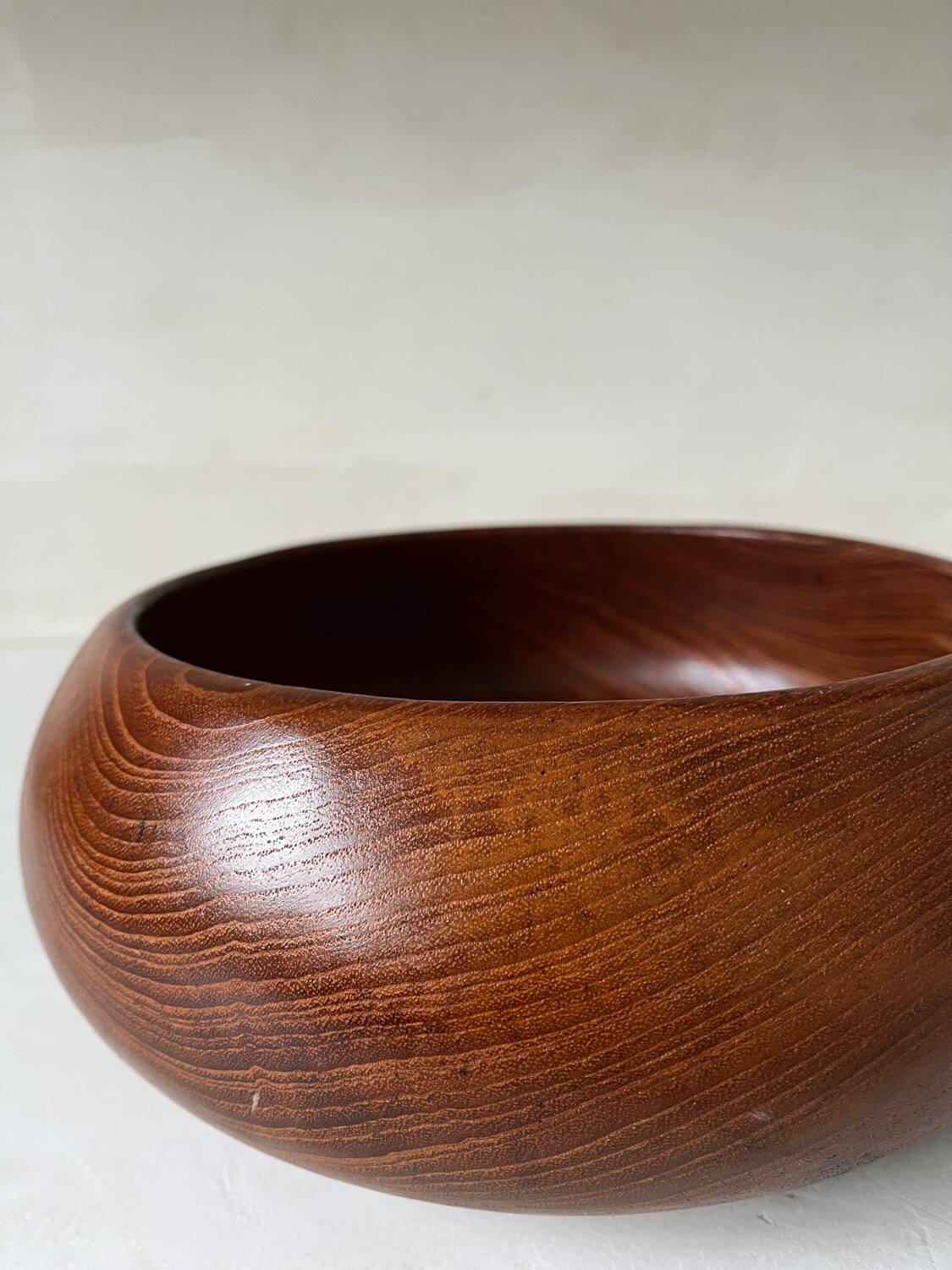 Vintage 70s turned teak salad bowl or large bowl