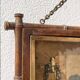 Gold square barber mirror with Japan Napoleon III print