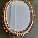 Vintage 1960s wicker rattan mirror