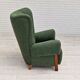 1960s, scandinavian design, restored high-back recliner, oak wood.
