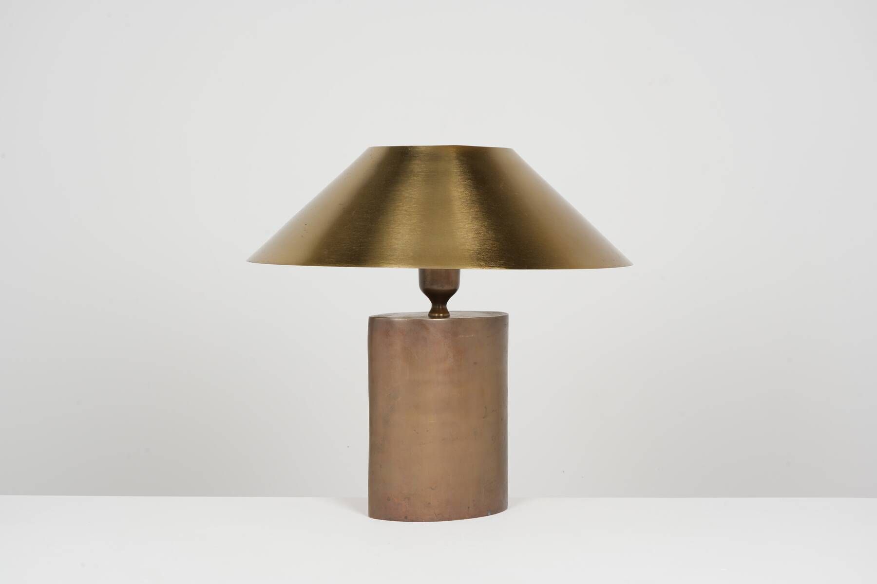 Patinated lamp in bronze and gilded steel circa 1990