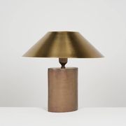 Lampe patinée en bronze et acier doré circa 1990