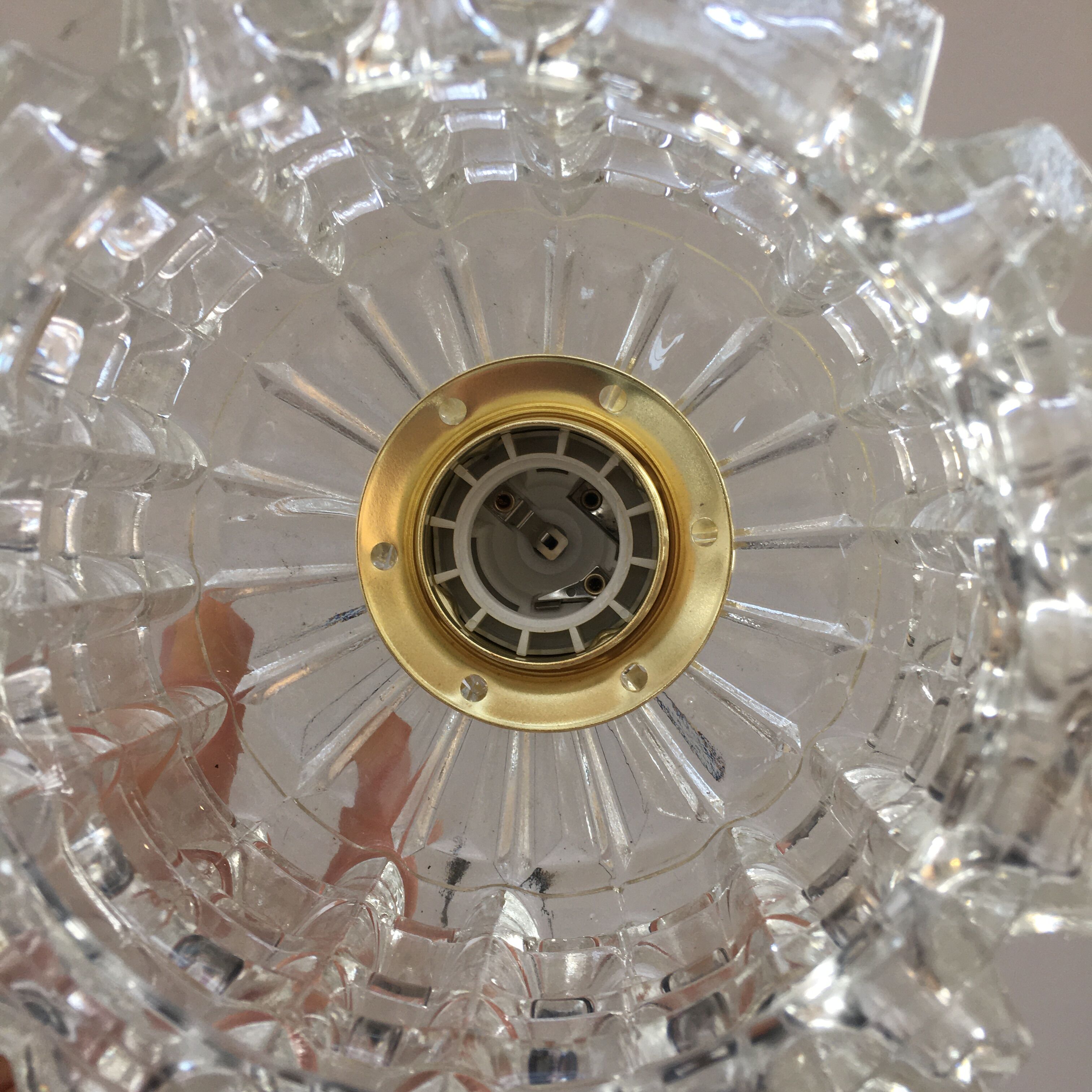 Vintage molded glass pendant lamp