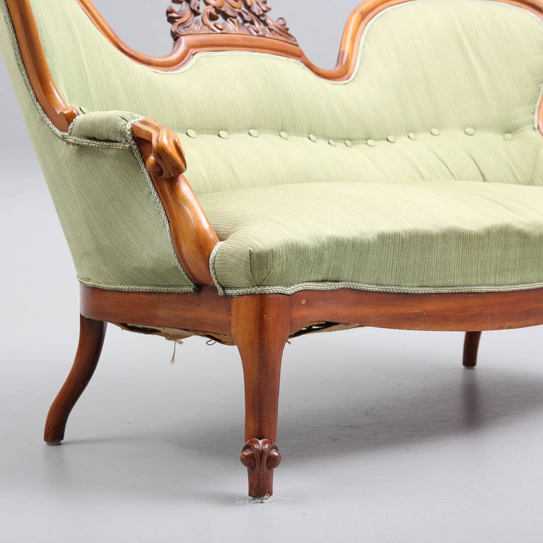 Neo-Rococo Sofa — 18th/20th Century Style — Carved Wooden Details — W 164 c