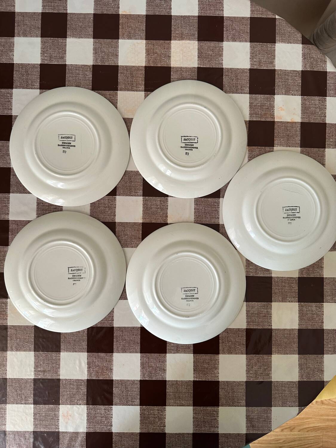 5 Jacquot Digoin Sarreguemines Vintage Ceramic Plate – Blue & Whi