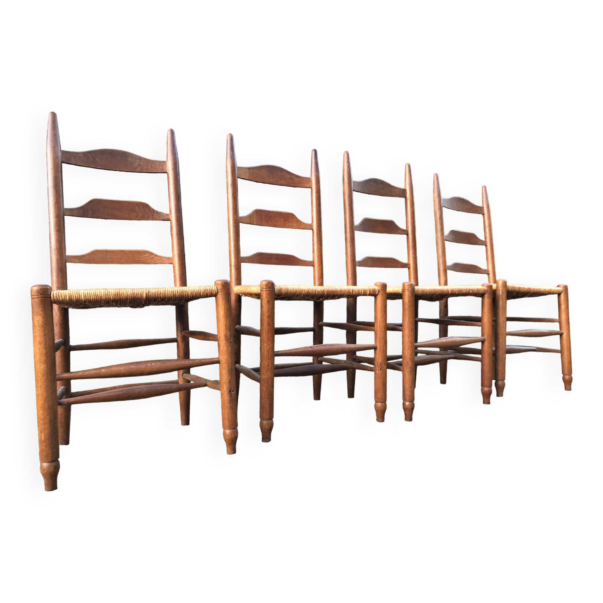 4 oak mulched chairs