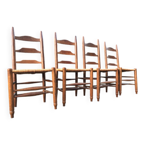 4 chaises paillées en