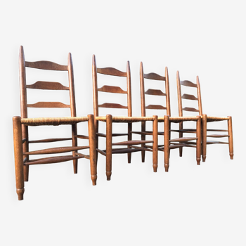 4 oak mulched chairs