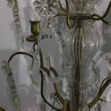 4 light bronze and crystal chandelier