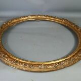 Round frame nineteenth century gilded stucco wood diameter 51 cm foliage 42.8 cm SB
