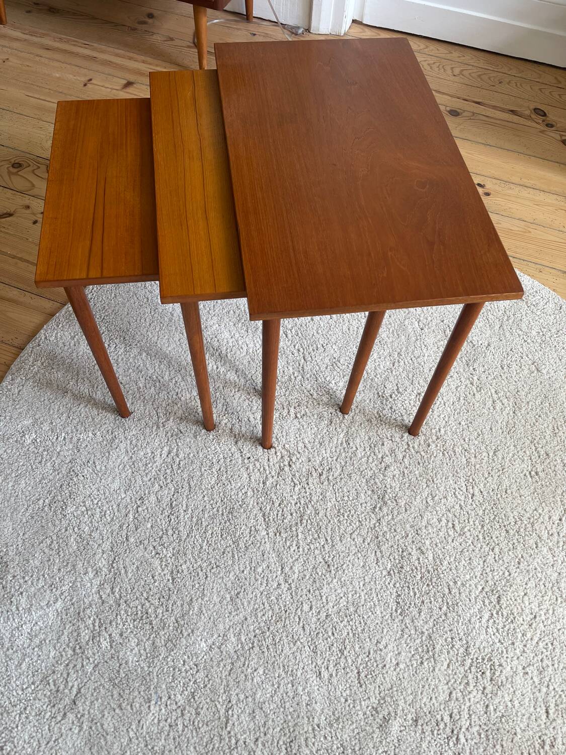 Scandinavian nesting tables in teak