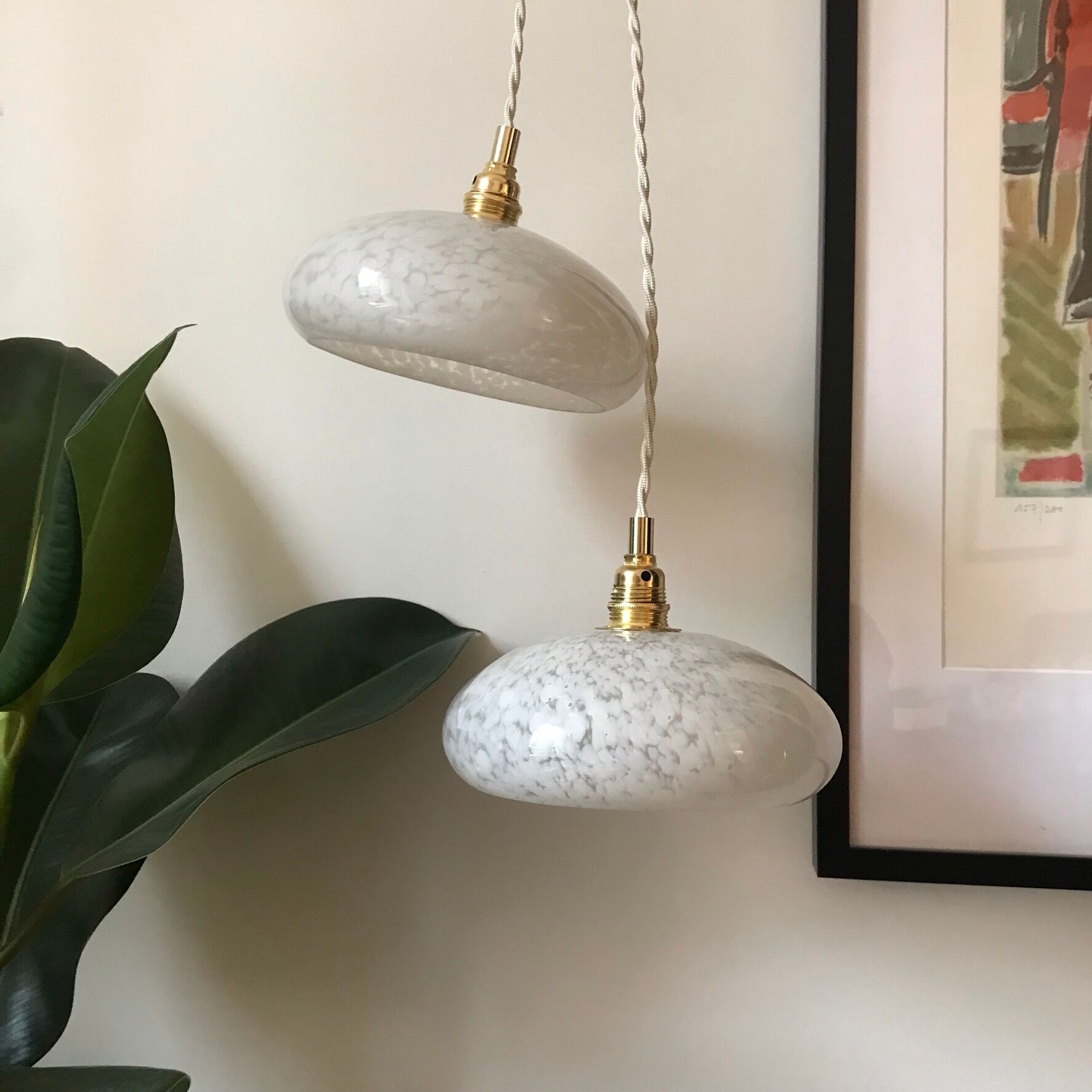 Art Deco glass pendant lamp from Clichy 30s