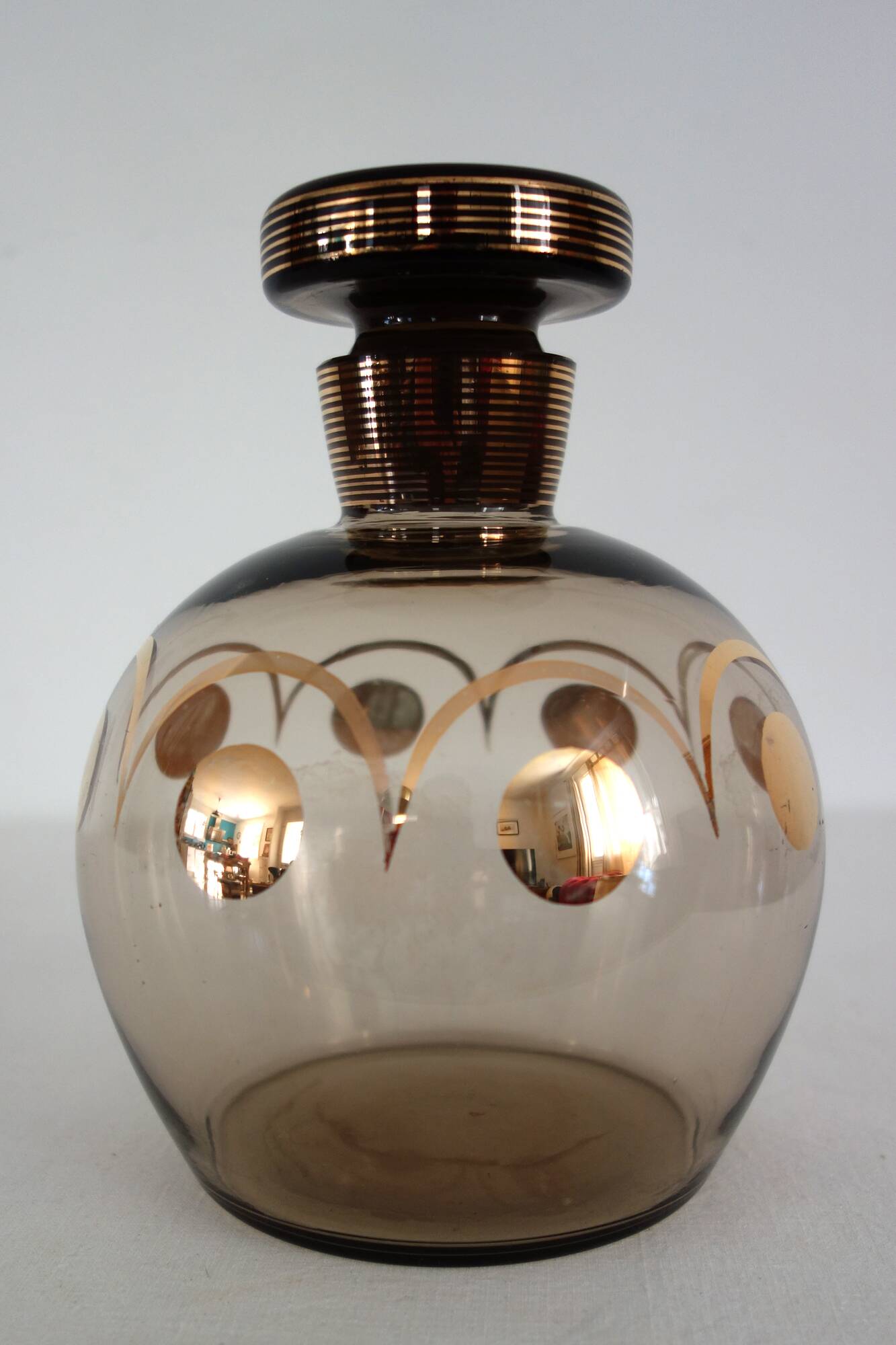 Liqueur service for two gilded crystal art deco Czechoslovakia