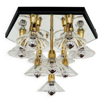 Plafonnier encastré en verre bicolore des années 1980 par F. Fabbian