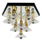 1980s Bicolor Glass Flush Chandelier by F. Fabbian