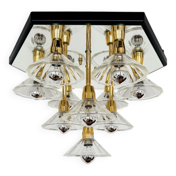 Plafonnier encastré en verre bicolore des années 1980 par F. Fabbian
