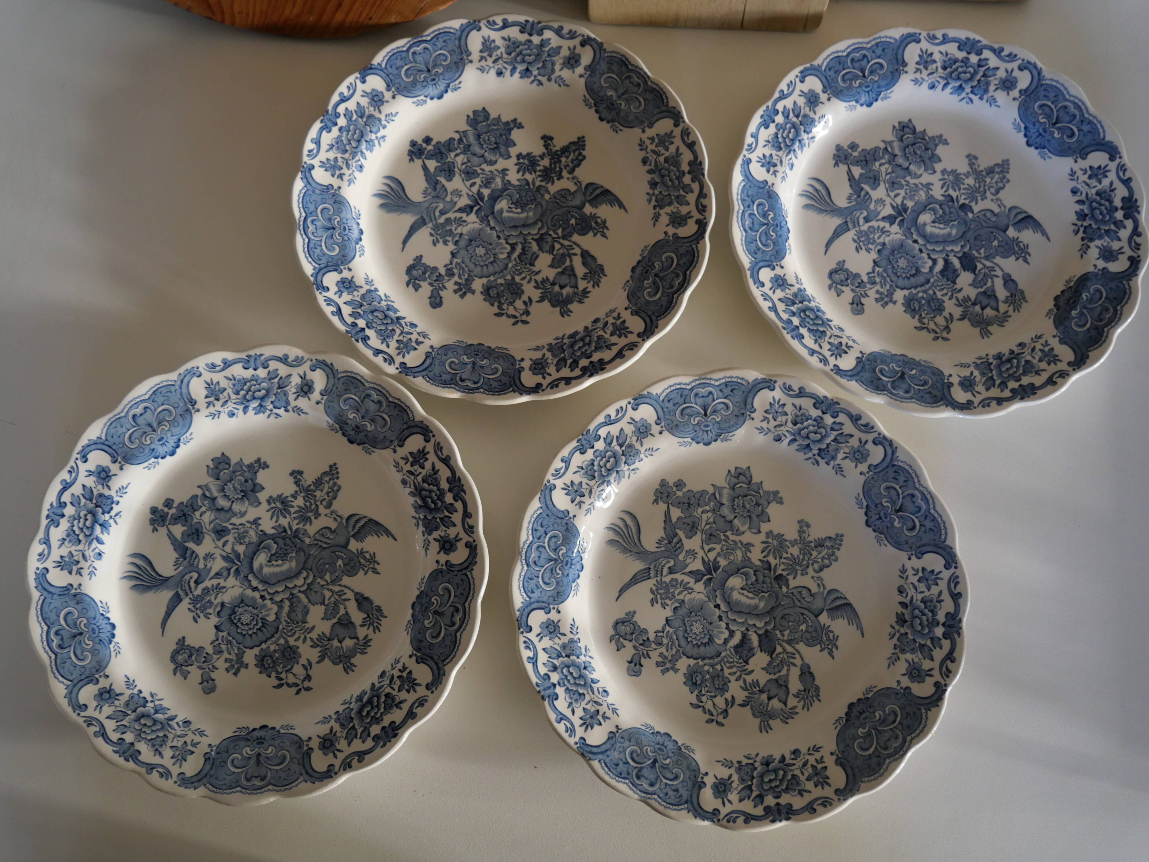 4 assiettes plates en faïence anglaise Windsor, Ridgway of Staffordshire England