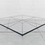 Minimalistic Paolo Piva 'Alanda' black glass coffee table for B&B Italia, 1980