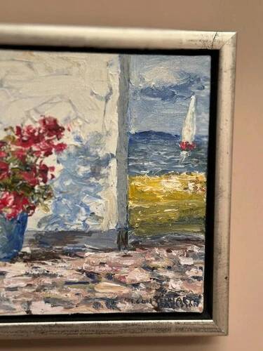 Mid Century Oil on Canvas “Sommardag” by Egon Lennart, Vintage & Framed 24×24cm