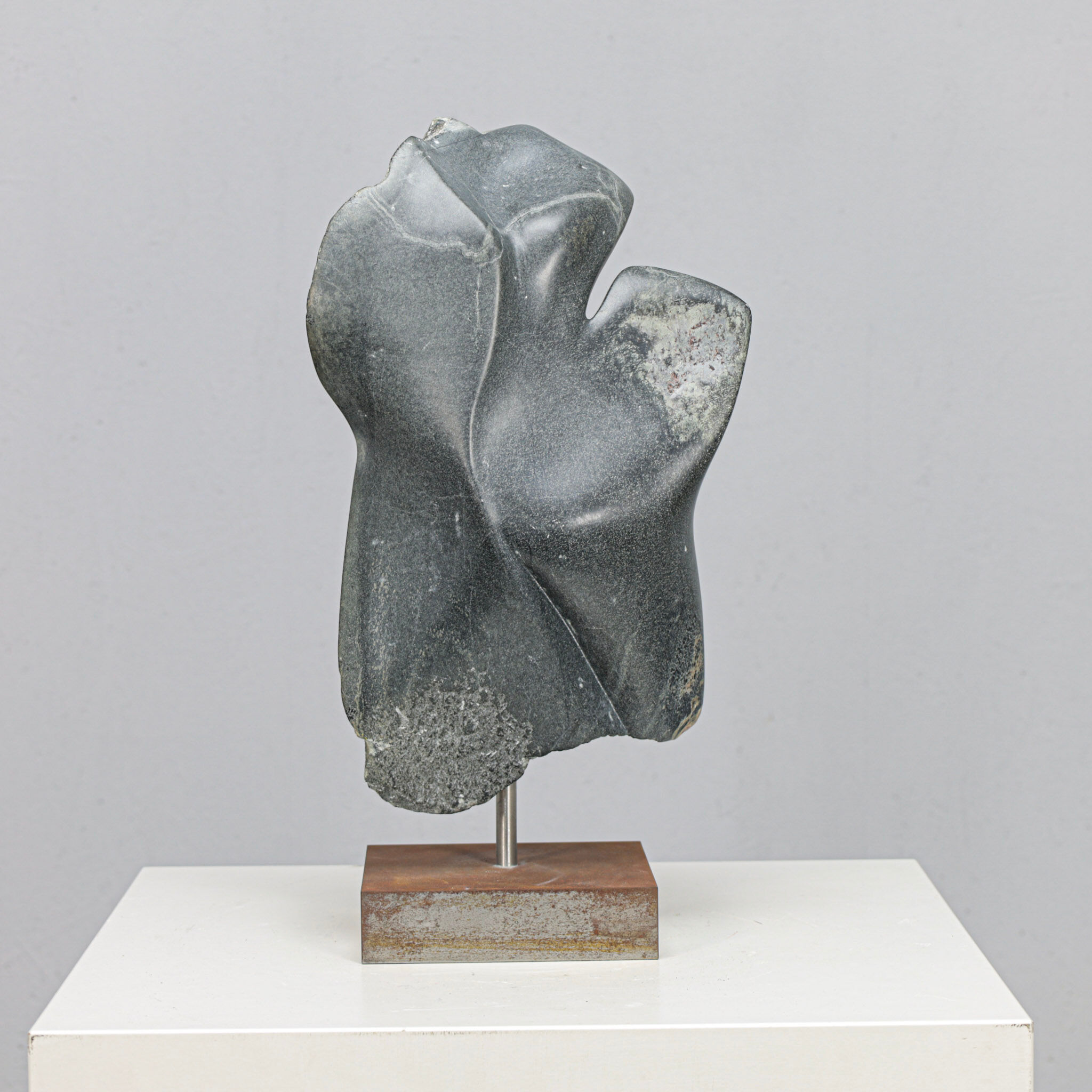 Abstract dolomite stone sculpture by Ineke van Zuuren, Netherlands, 1980s