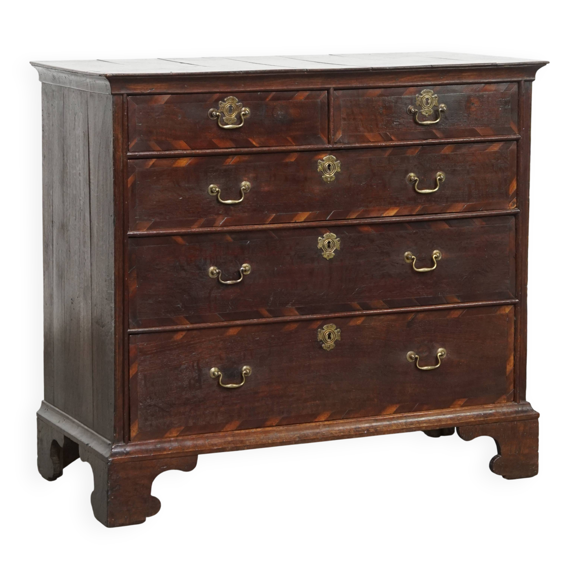 Early Georgian English Antique Oak Chest of Drawers