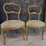 Pair of 19th century gilded wooden chairs
