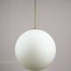 Large mid-century italian opaline & brass sphere pendant lamp