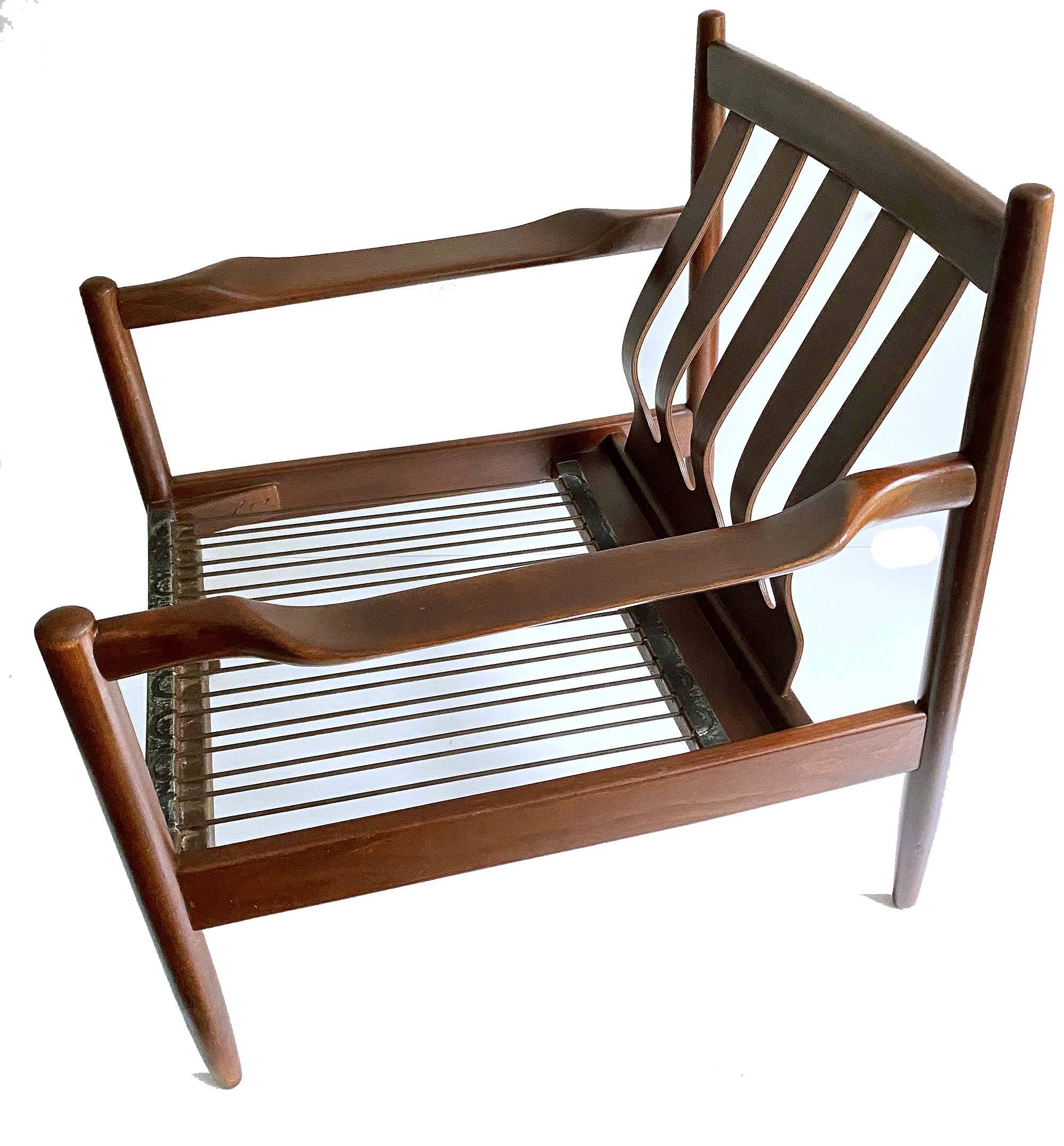 Pair of Scandinavian Teak and Leather Armchairs, 1960s