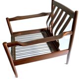 Pair of Scandinavian Teak and Leather Armchairs, 1960s