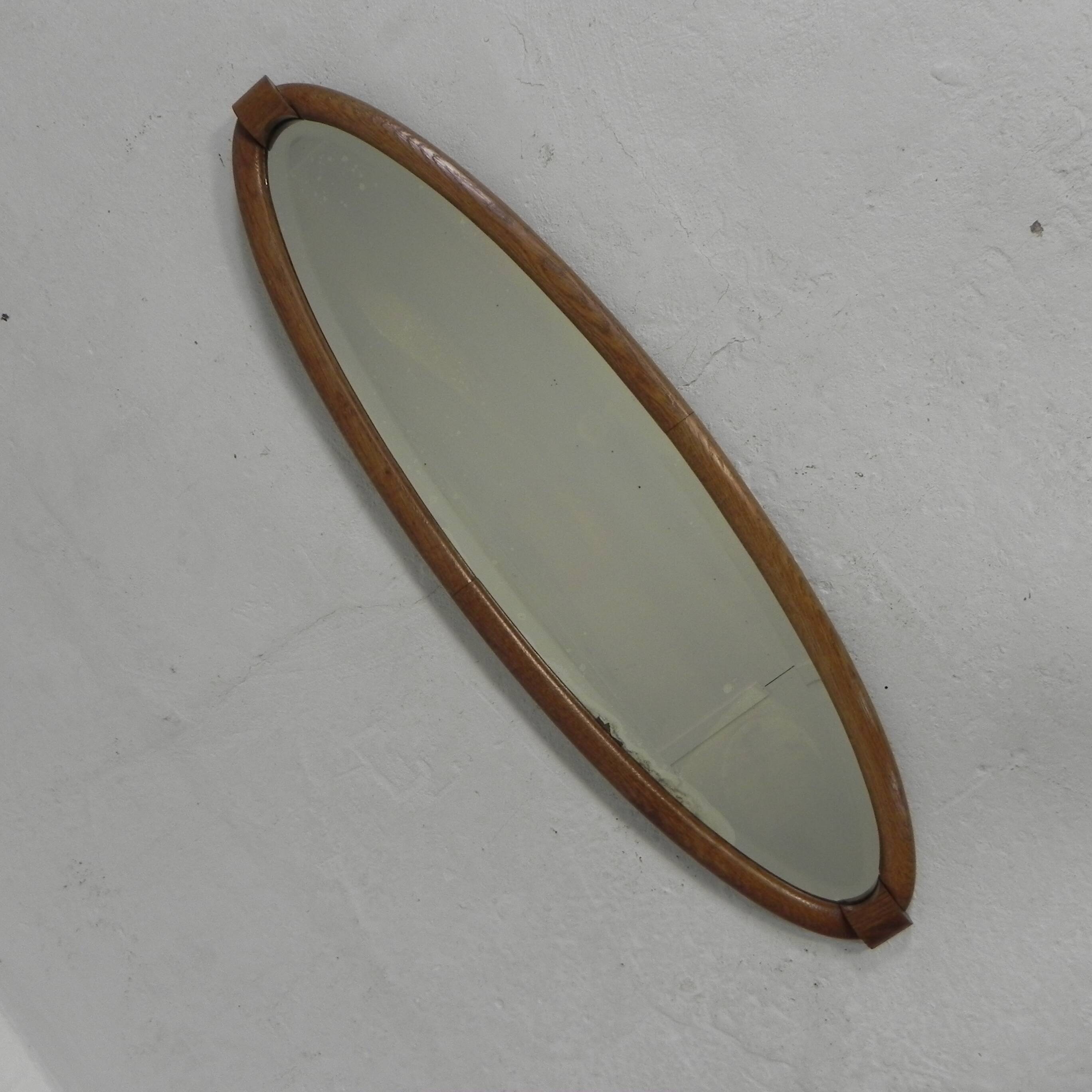Oval gold mirror with faceted edge, 1950s