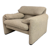 Fauteuil lounge retapissé Vico Magistretti Maralunga pour Cassina, 1980