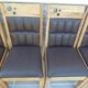 6 High-back chairs in high-quality, plush solid wood with brown faux leather