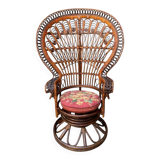 Fauteuil Emmanuelle rotin Peacock 1960